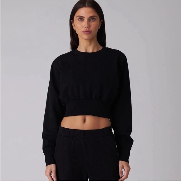 TALENTLESS Tops - Talentless Dolman Crop Crewneck Pullover Sweatshirt Black